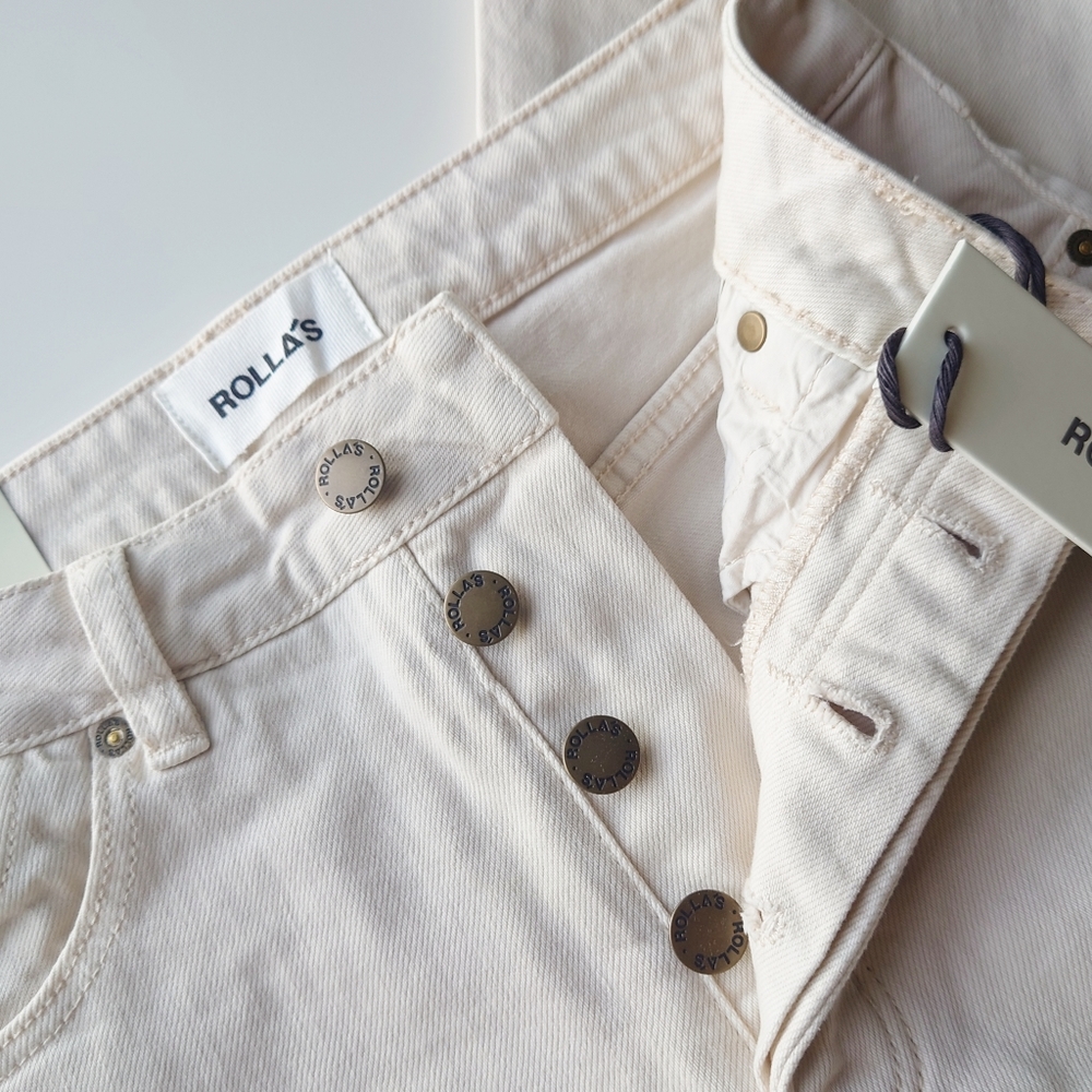 Rolla's Classic Straight Leg Jeans in Cream NEW - Picture 6 of 7